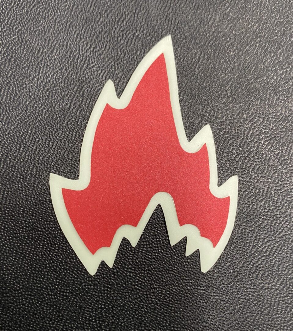 a sticker patch of a flame