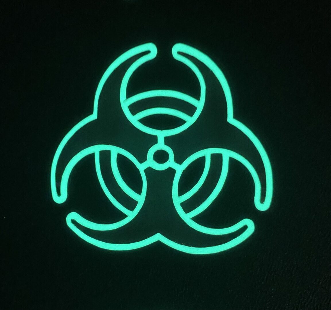 a glow-in-the-dark radioactive symbol