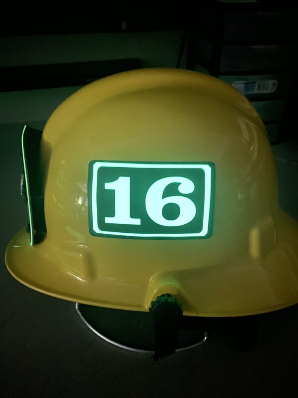 safety helmet with number sixteen
